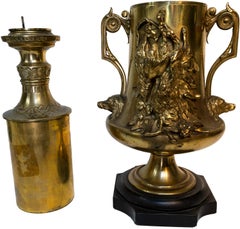 Pair of Napoleon III Brass Gas Lamps, France