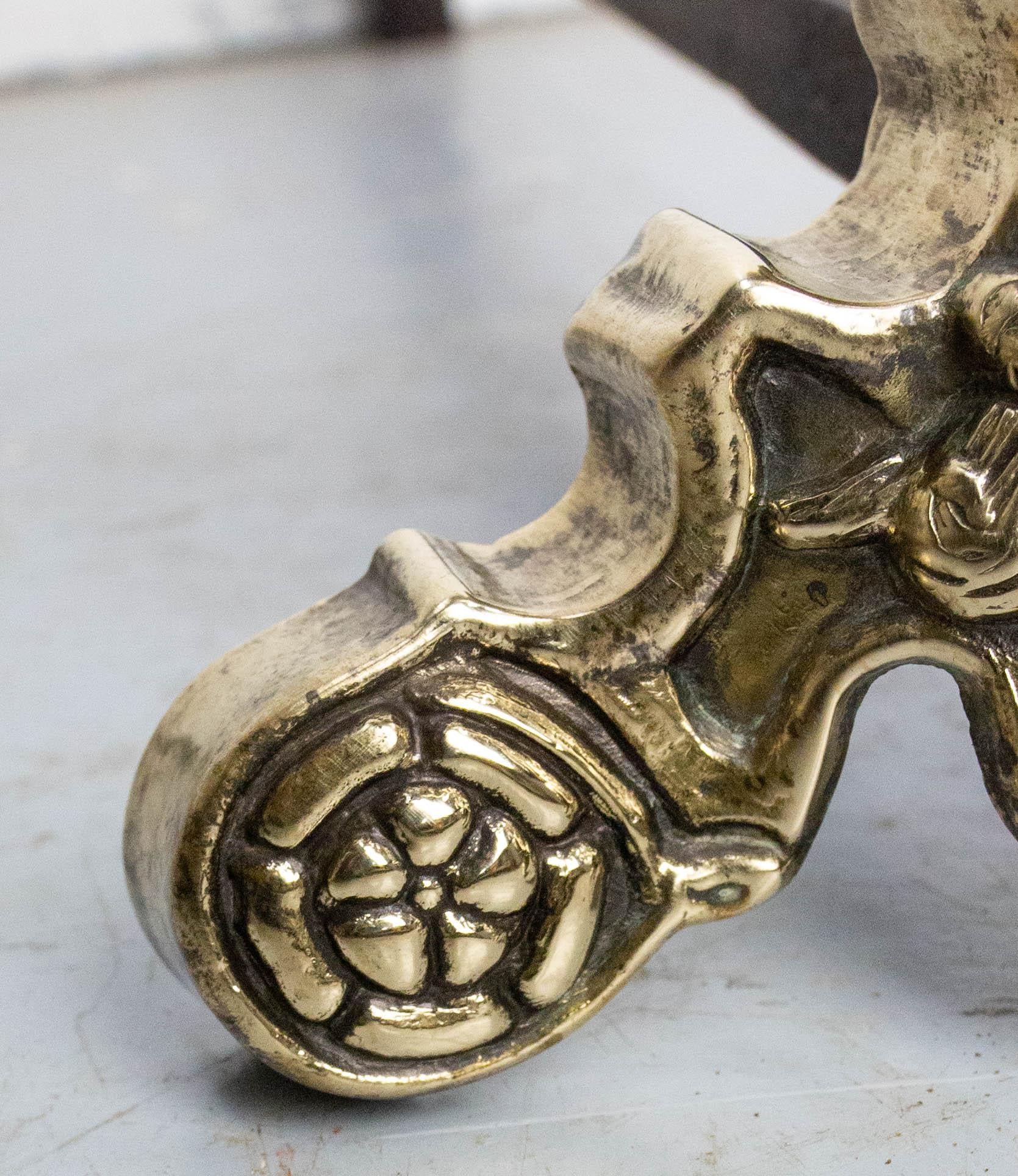 Pair of Napoléon III Brass & Wrought Iron Cherubs Andirons, France, c 1890 For Sale 1