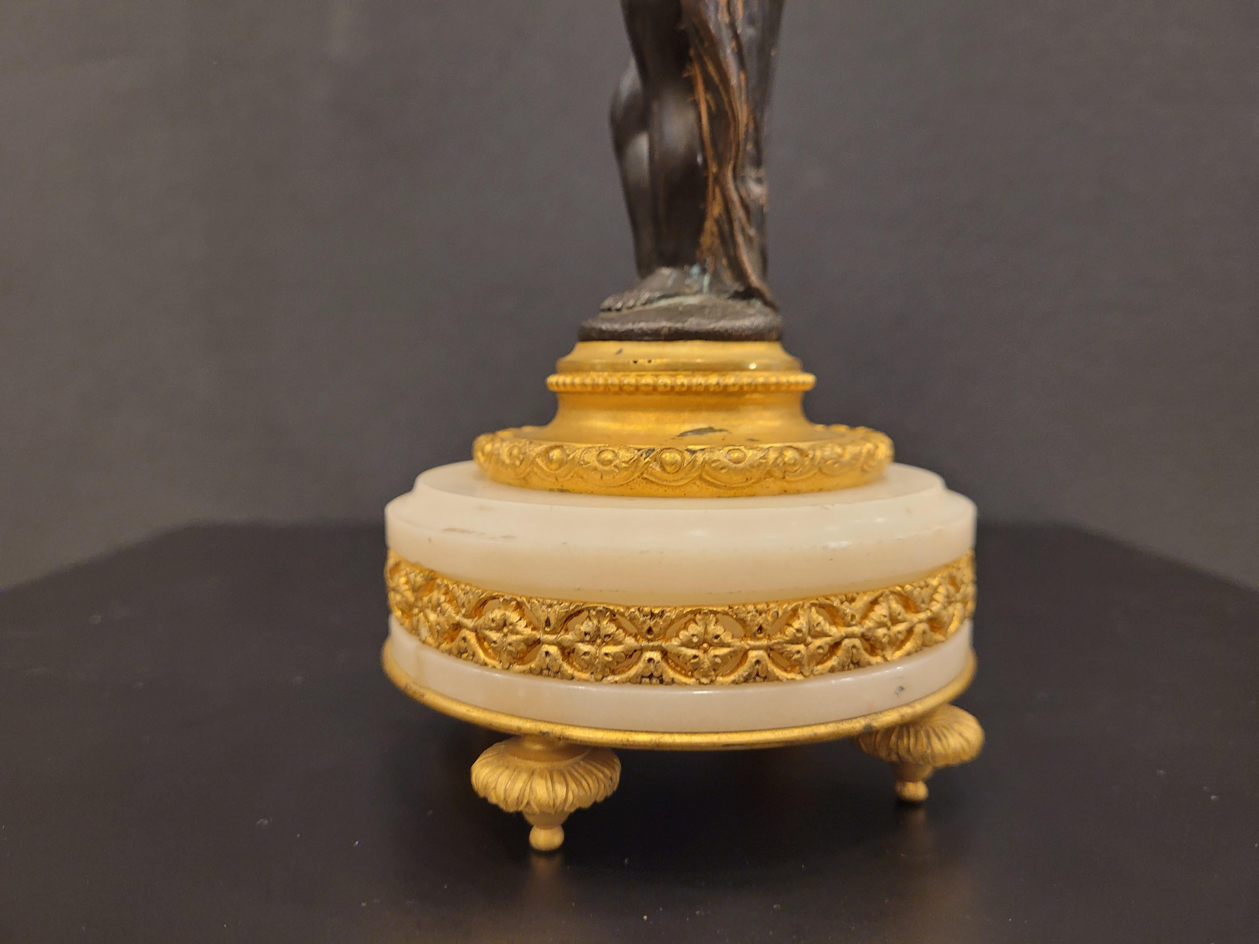 Bronzo Pair of Napoleon III Candelsticks in Ormolu Putti, Bronze, Ormolu Marble France in vendita