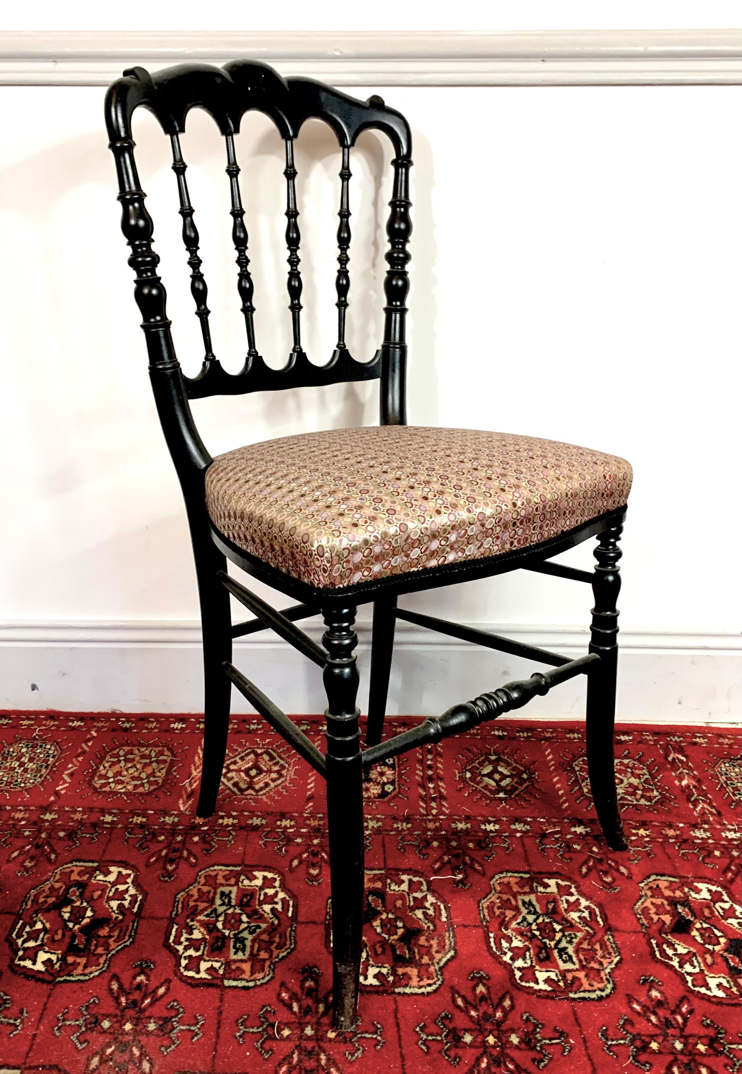 French Pair of Napoleon III Chairs in Blackened Wood For Sale