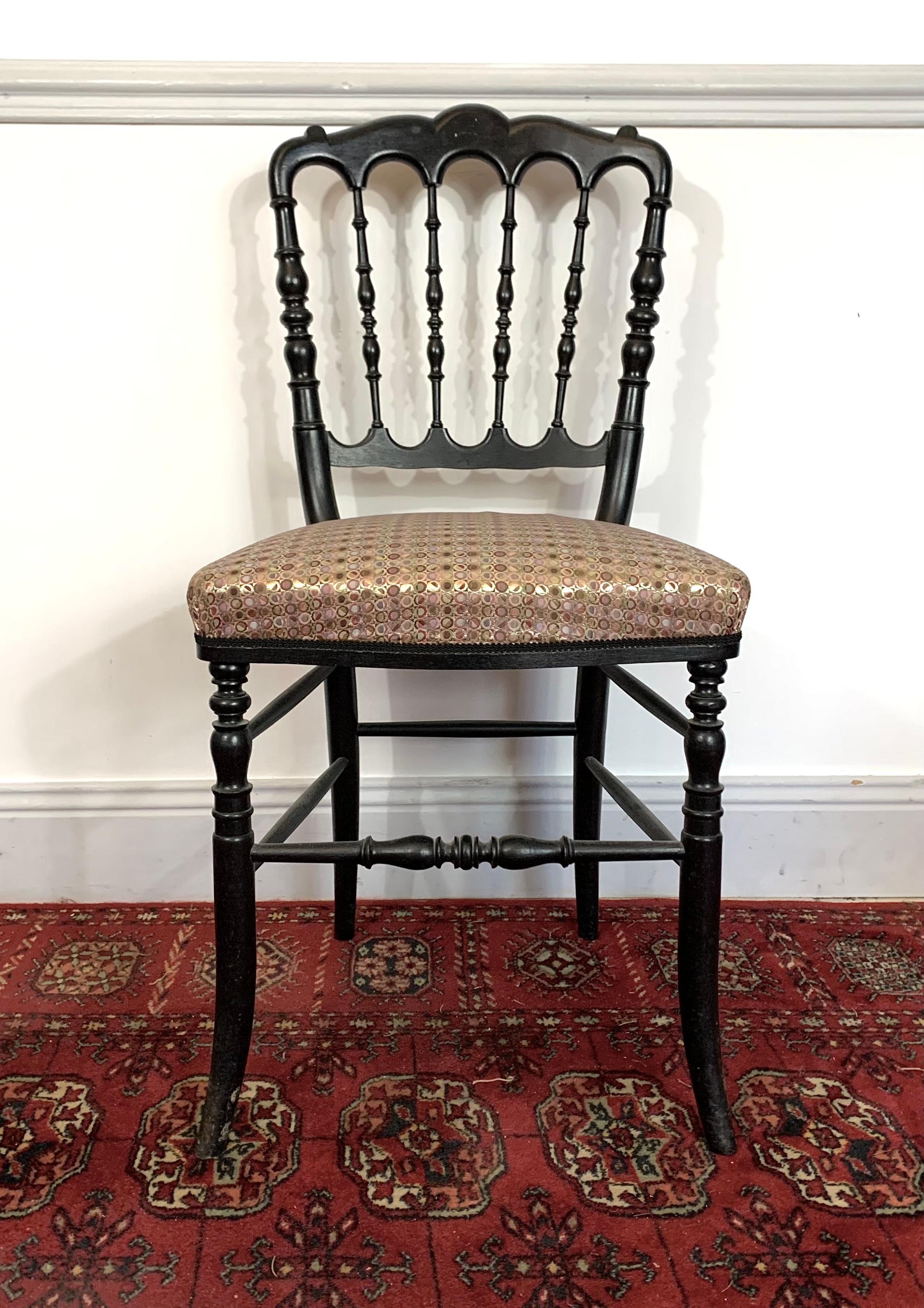 Pair of Napoleon III Chairs in Blackened Wood In Good Condition For Sale In Beuzevillette, FR