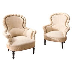 Pair of Napoleon III Crimped pie crust armchairs