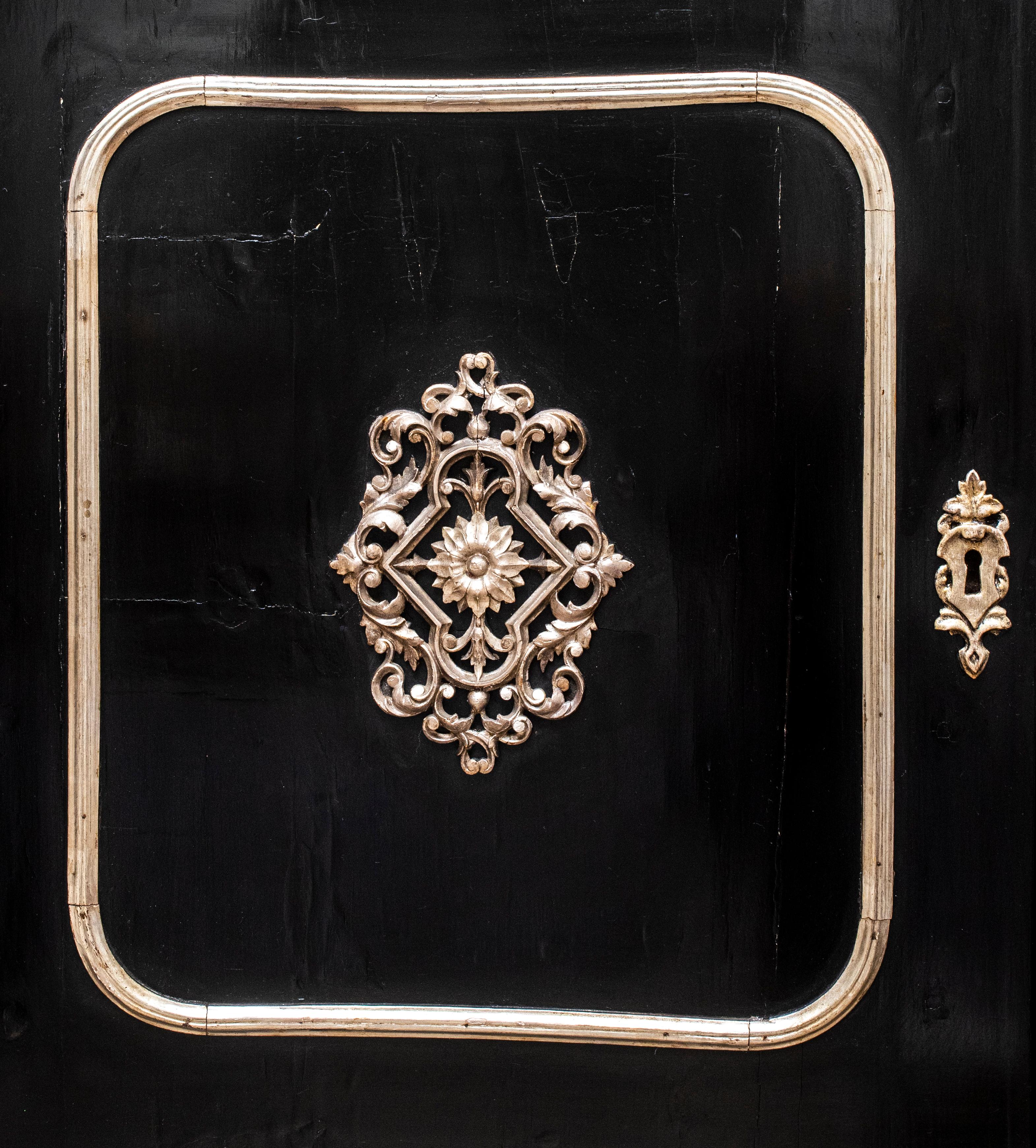 Marble Pair of Napoleon III Ebonized Meuble d'Appui Cabinets