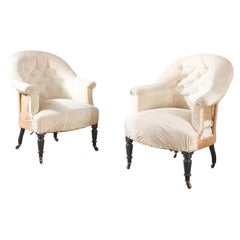 Pair of Napoleon III elegant buttoned tub chairs