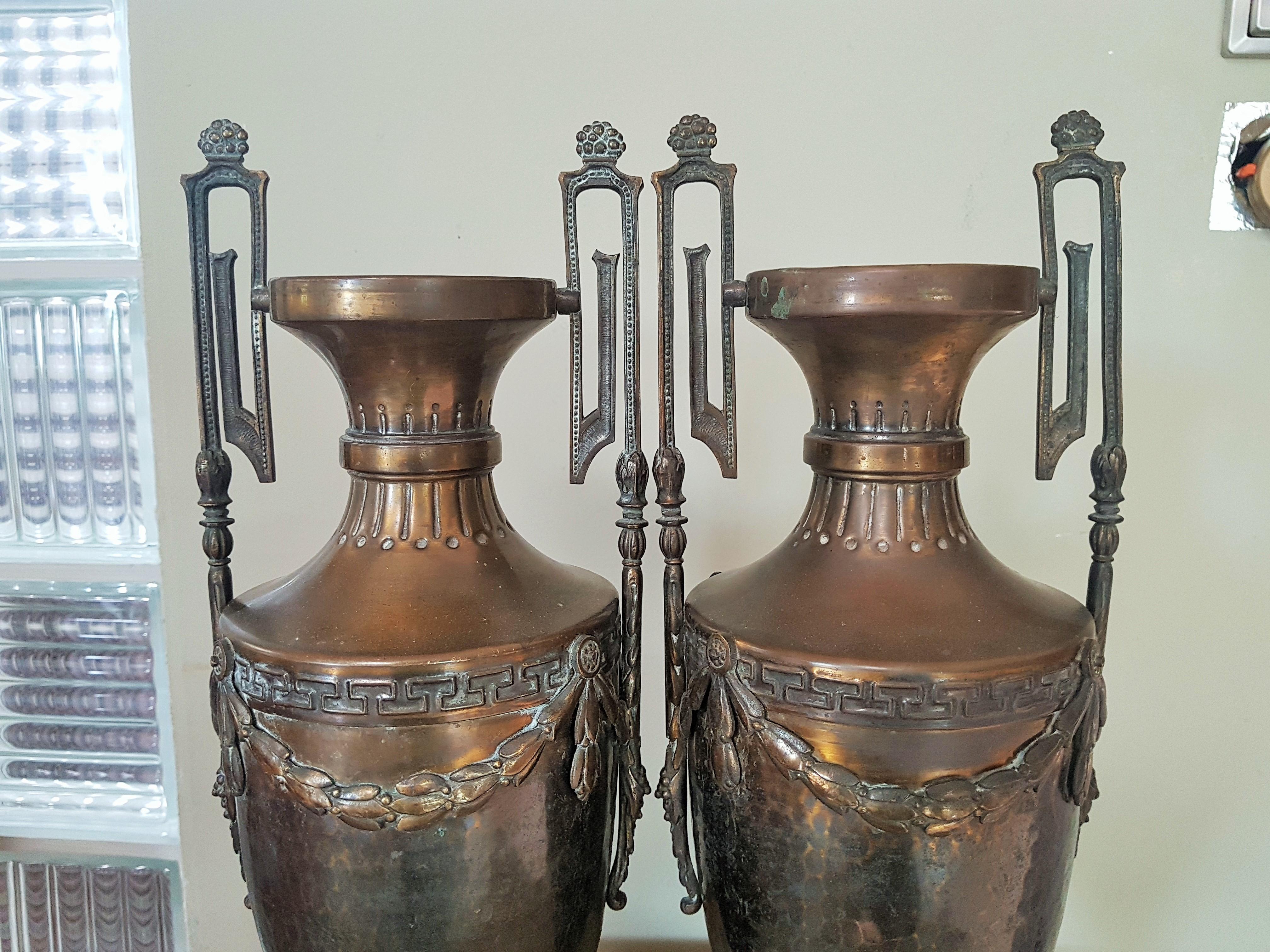 Pair of Napoleon III Empire Vases Brass, France, 1860 For Sale 6