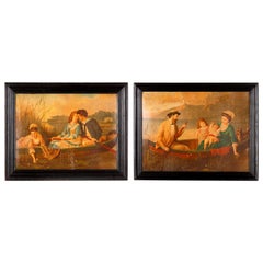 Pair of Napoleon III Framed Prints with Boating Scenes, France, Late 1800s