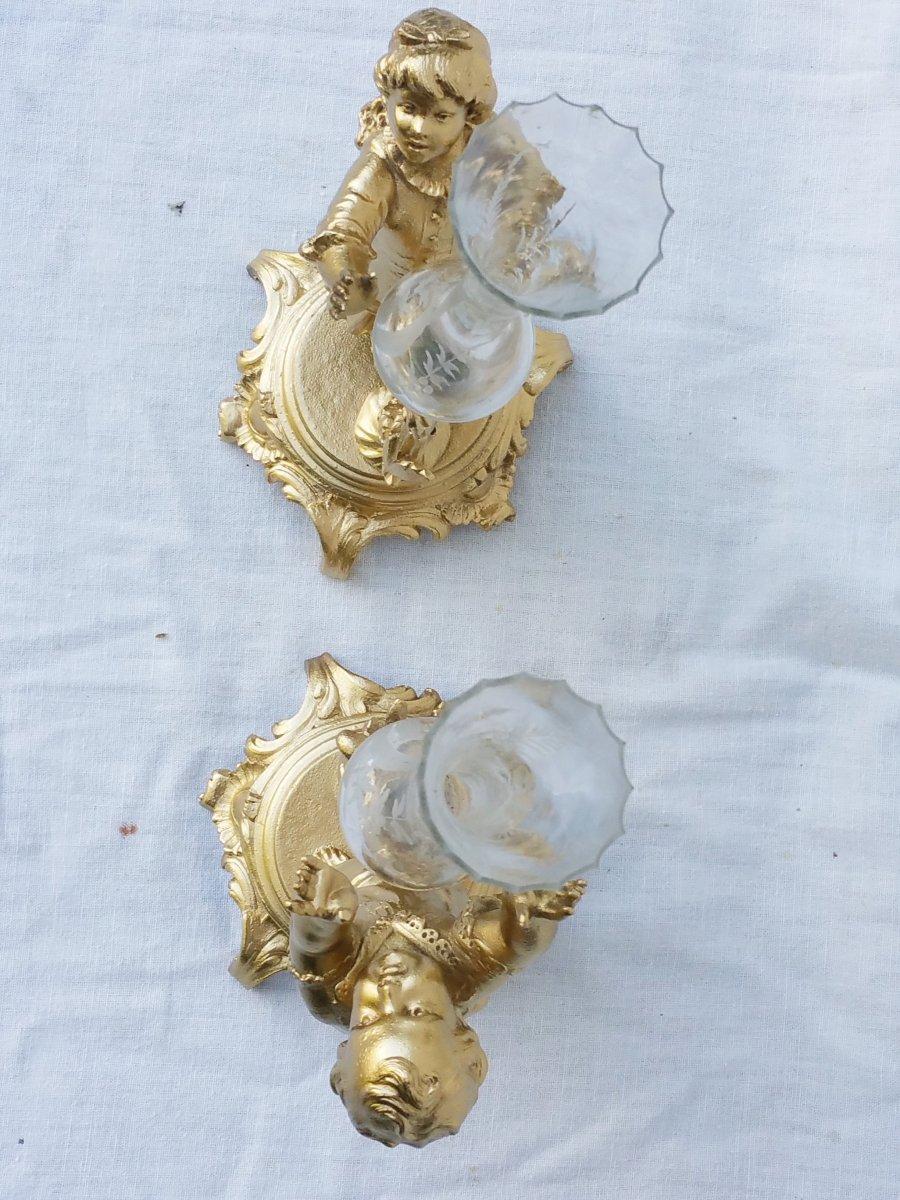 Pair of Napoleon III Gilt and Crystal Vases, France, 19th Century In Good Condition In Paris, FR