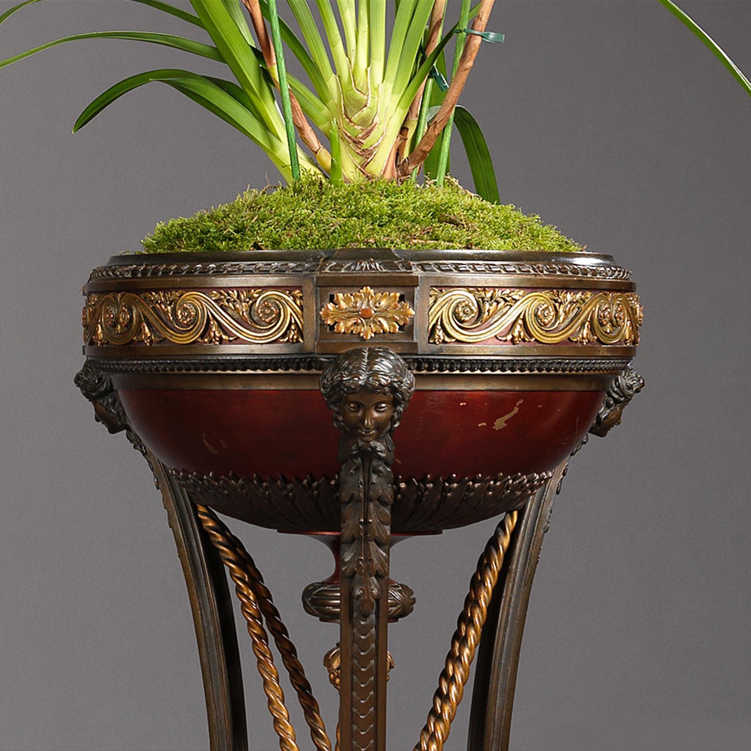 Neoclassico Coppia di Athéniennes in bronzo patinato e bronzo dorato di Napoléon III in vendita