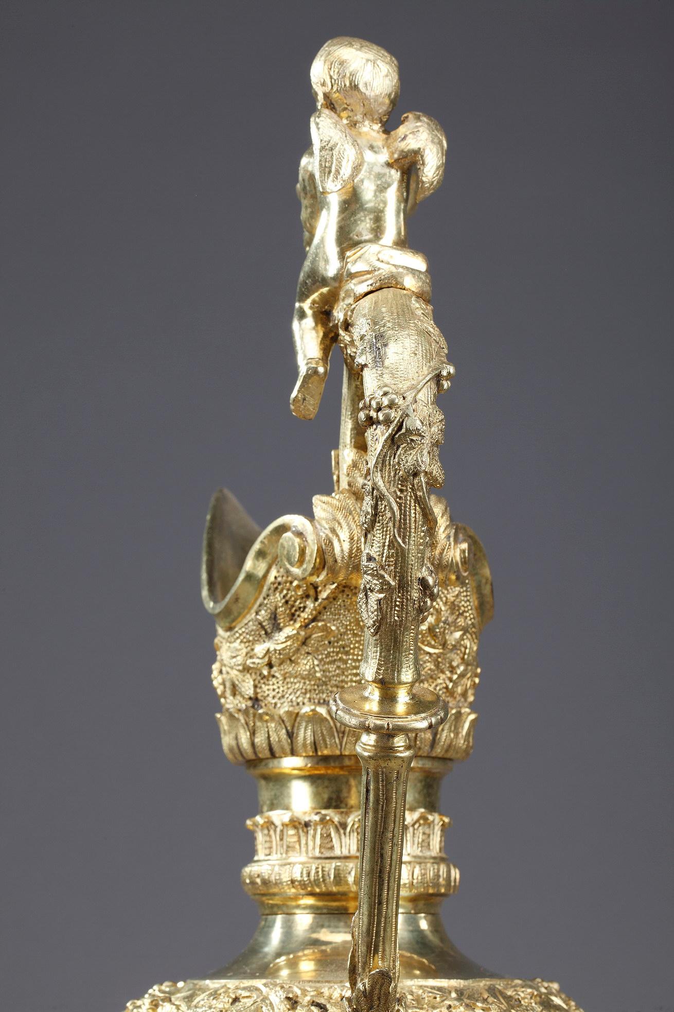 Pair of Napoleon III Gilt Bronze Ewers For Sale 9