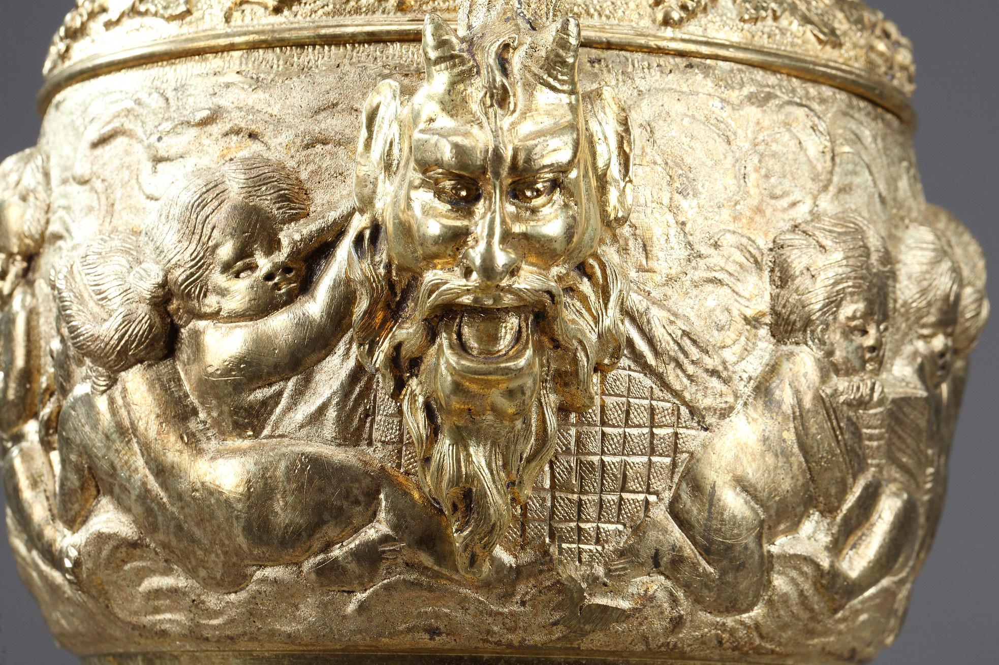 Pair of Napoleon III Gilt Bronze Ewers For Sale 10