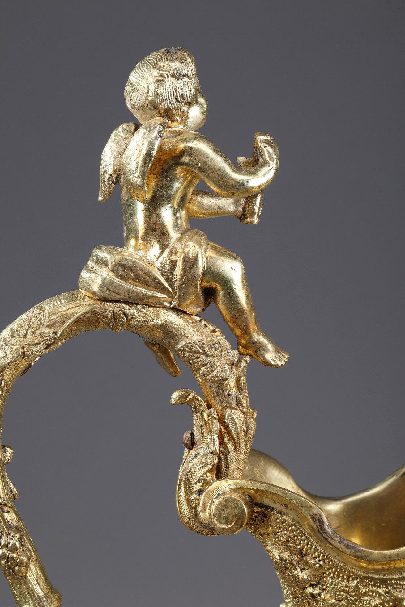 Pair of Napoleon III Gilt Bronze Ewers For Sale 15