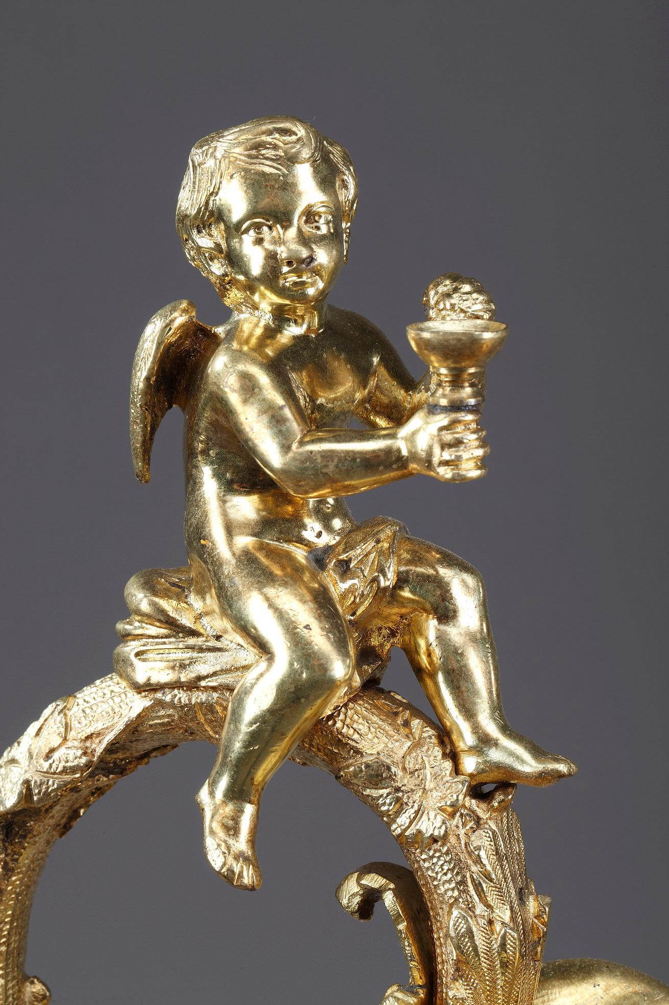 Pair of Napoleon III Gilt Bronze Ewers For Sale 2