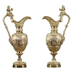 Pair of Napoleon III Gilt Bronze Ewers