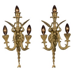 Pair of Napoléon III Gilt-Bronze Three-Light Wall Appliques, by Maison Millet