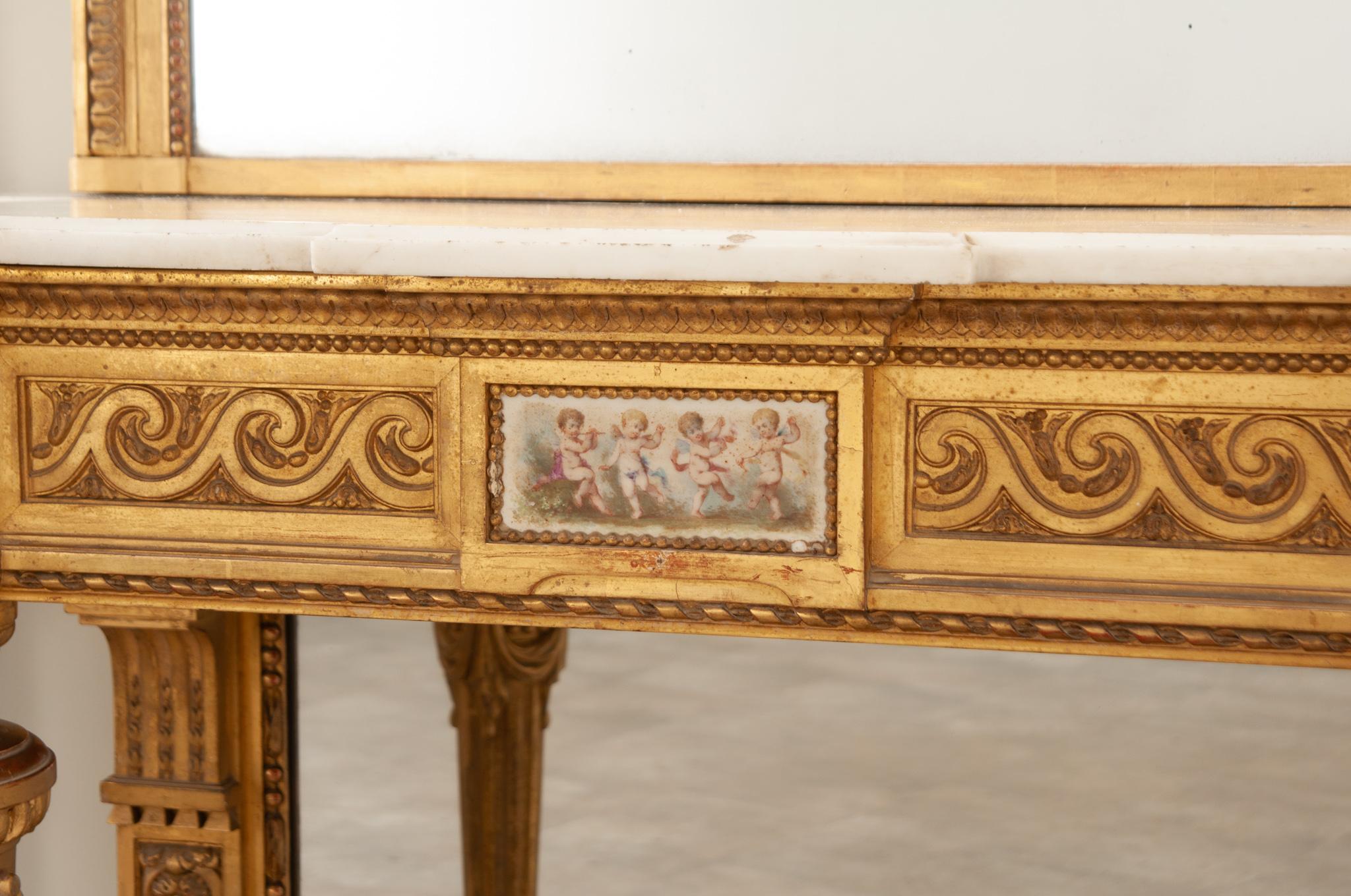 Paire de consoles et miroirs en bois doré Napoléon III 5