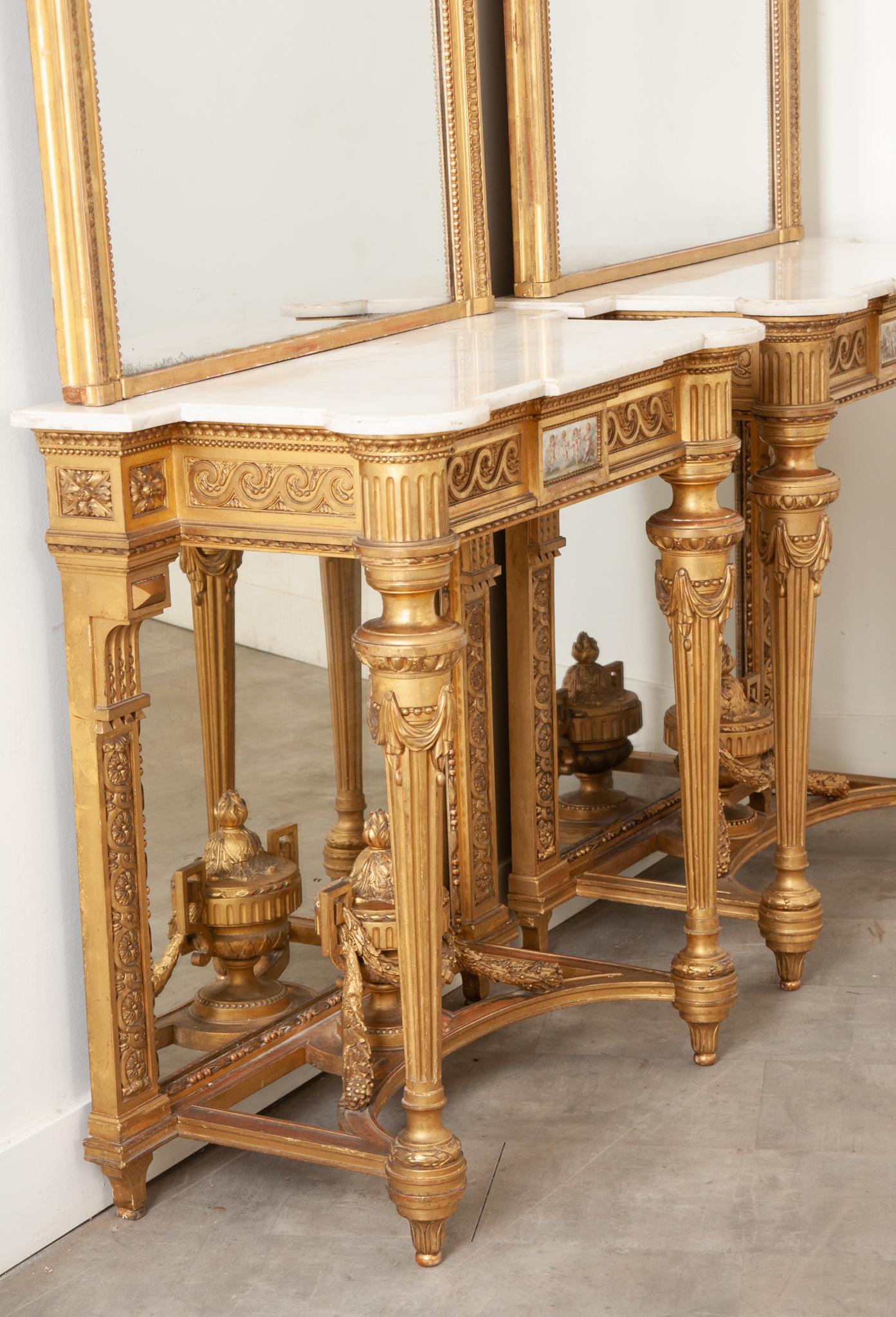 Paire de consoles et miroirs en bois doré Napoléon III 6