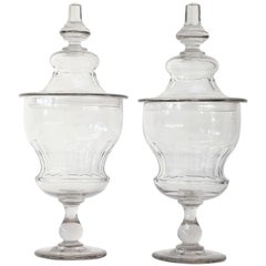 Antique Pair of Napoleon III Glass Apothecary Jars