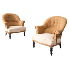Pair of Napoleon III hessian tub chairs