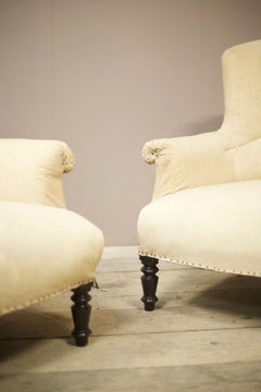 Pair of Napoleon III high shield back armchairs