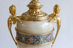 Paar Lampen aus Marmor und Emaille im Stil Napoleons III.