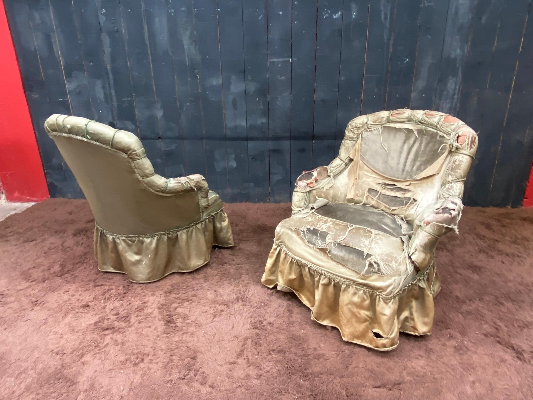 Pair of Napoléon III Low Chairs to Cover For Sale 2