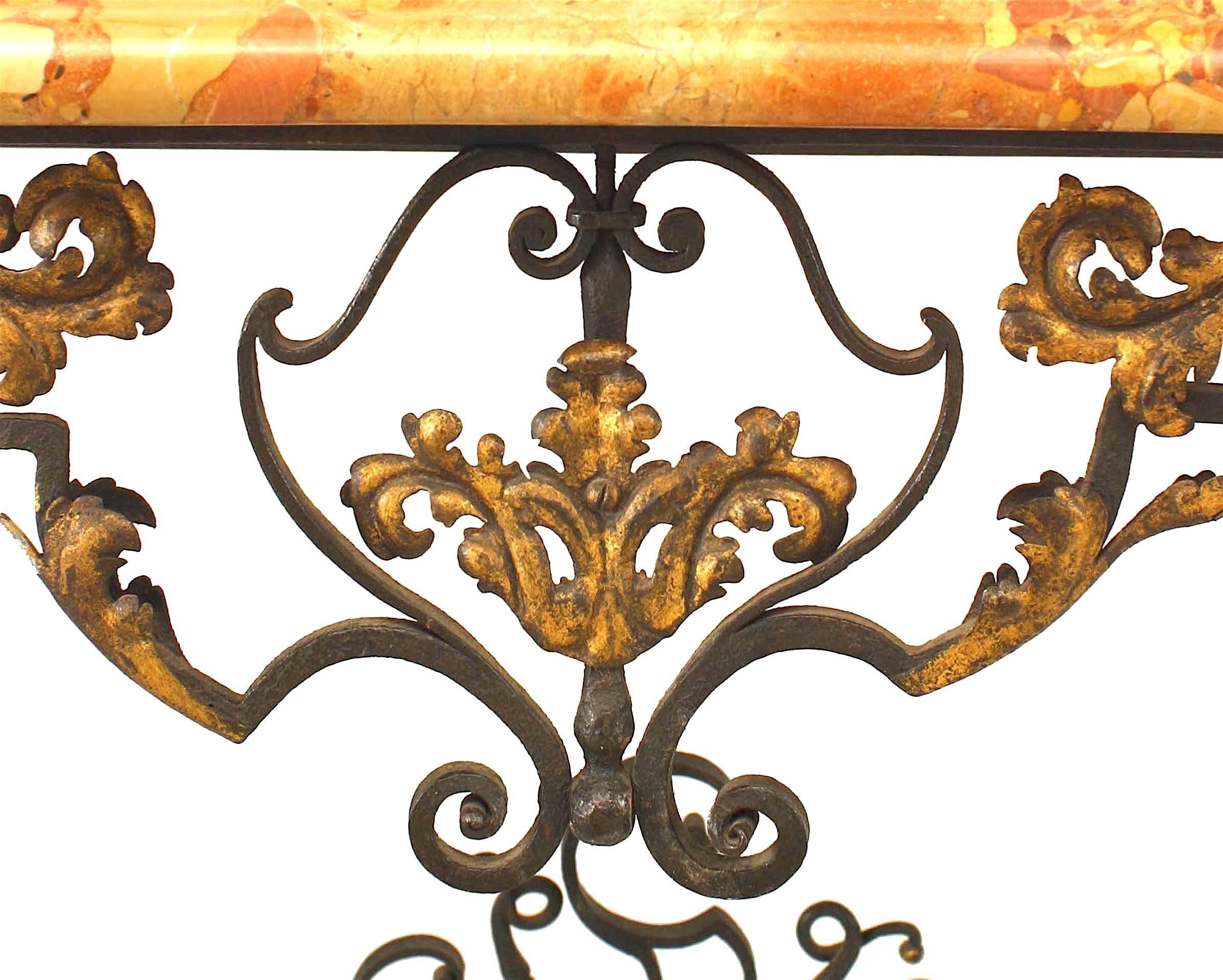 Pair of French Victorian Iron Floral Console Tables In Good Condition For Sale In New York, NY