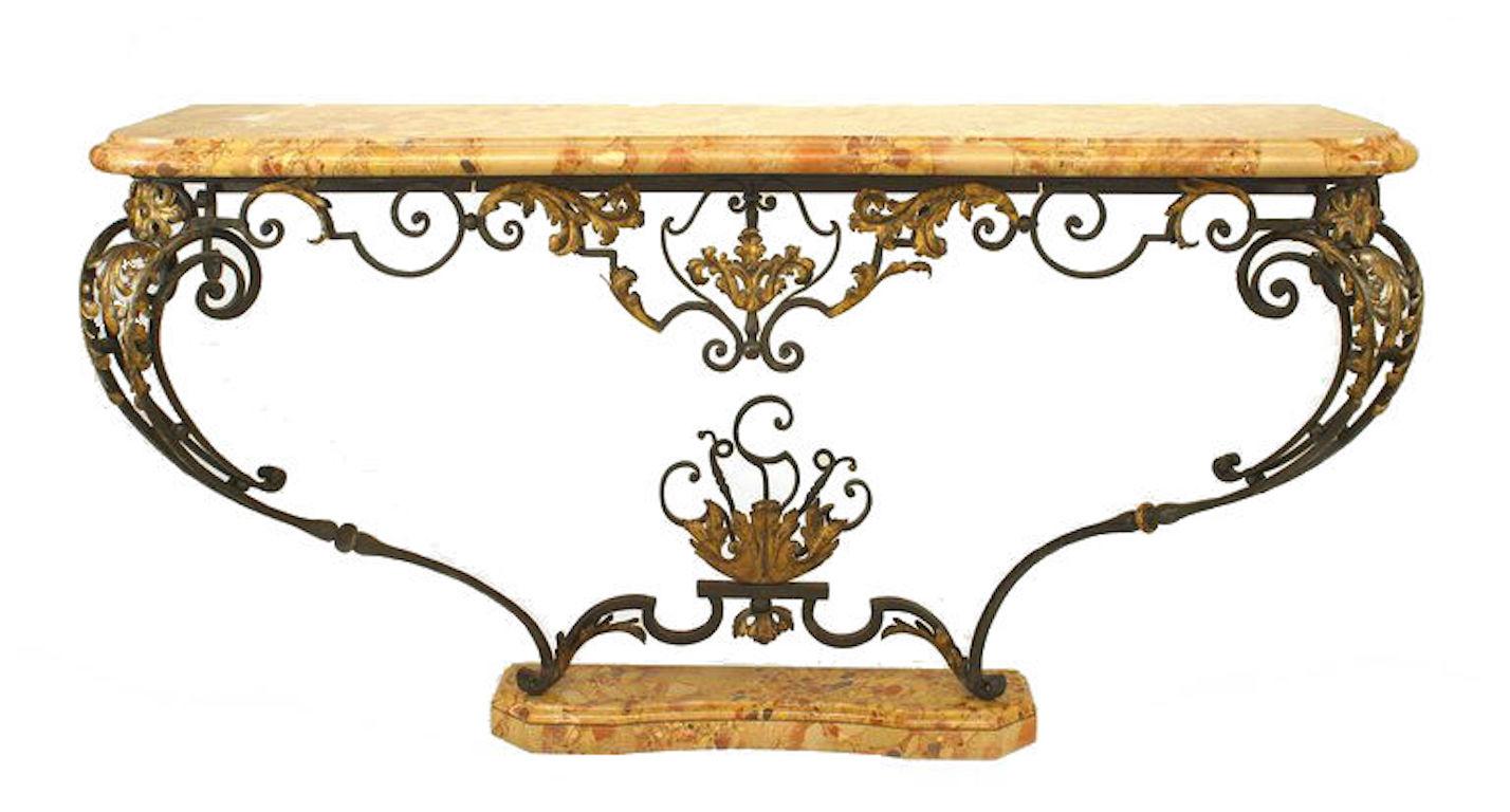 19th Century Pair of French Victorian Iron Floral Console Tables For Sale