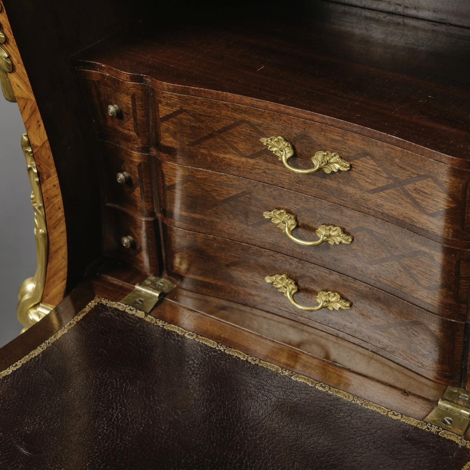 French Pair of Napoleon III Marquetry Inlaid Secrétaires Abbatant For Sale