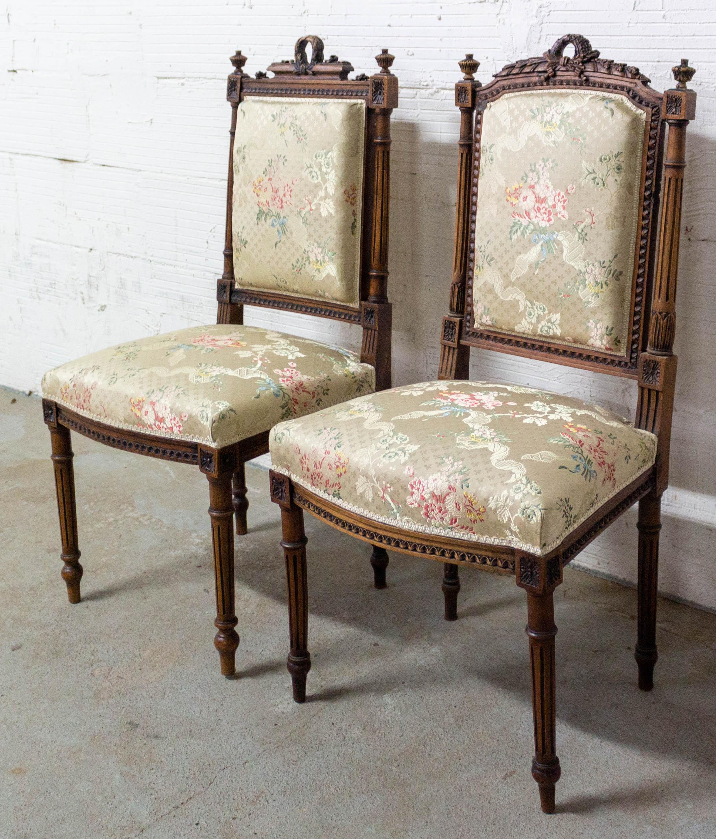 Pair of Napoleon III Oak Chairs Upholstered French, Late 19th Century In Good Condition In Labrit, Landes