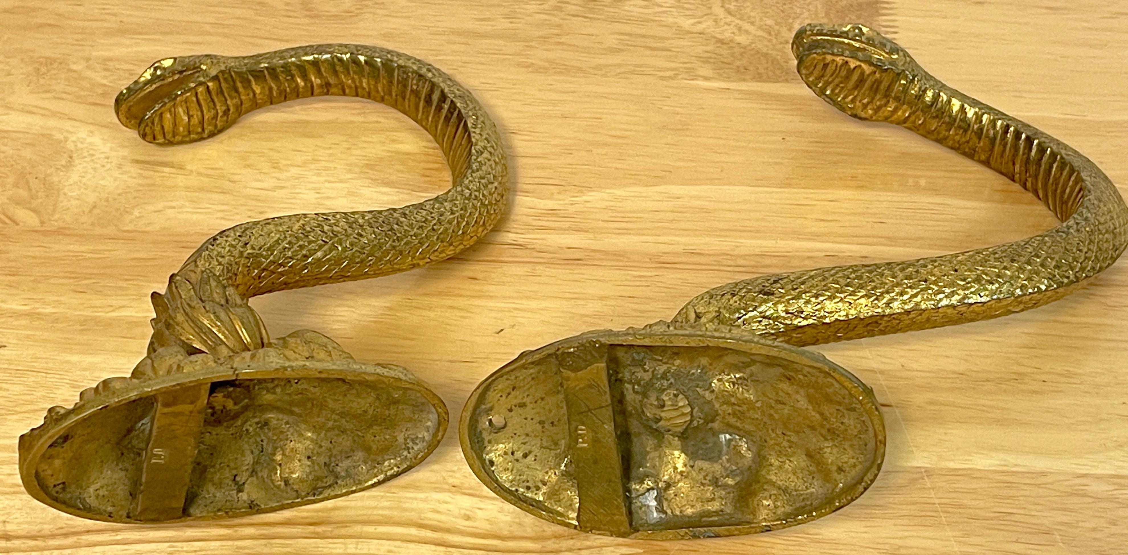 Pair of Napoleon III Ormolu Serpent Handles, Signed 'P.D' 7