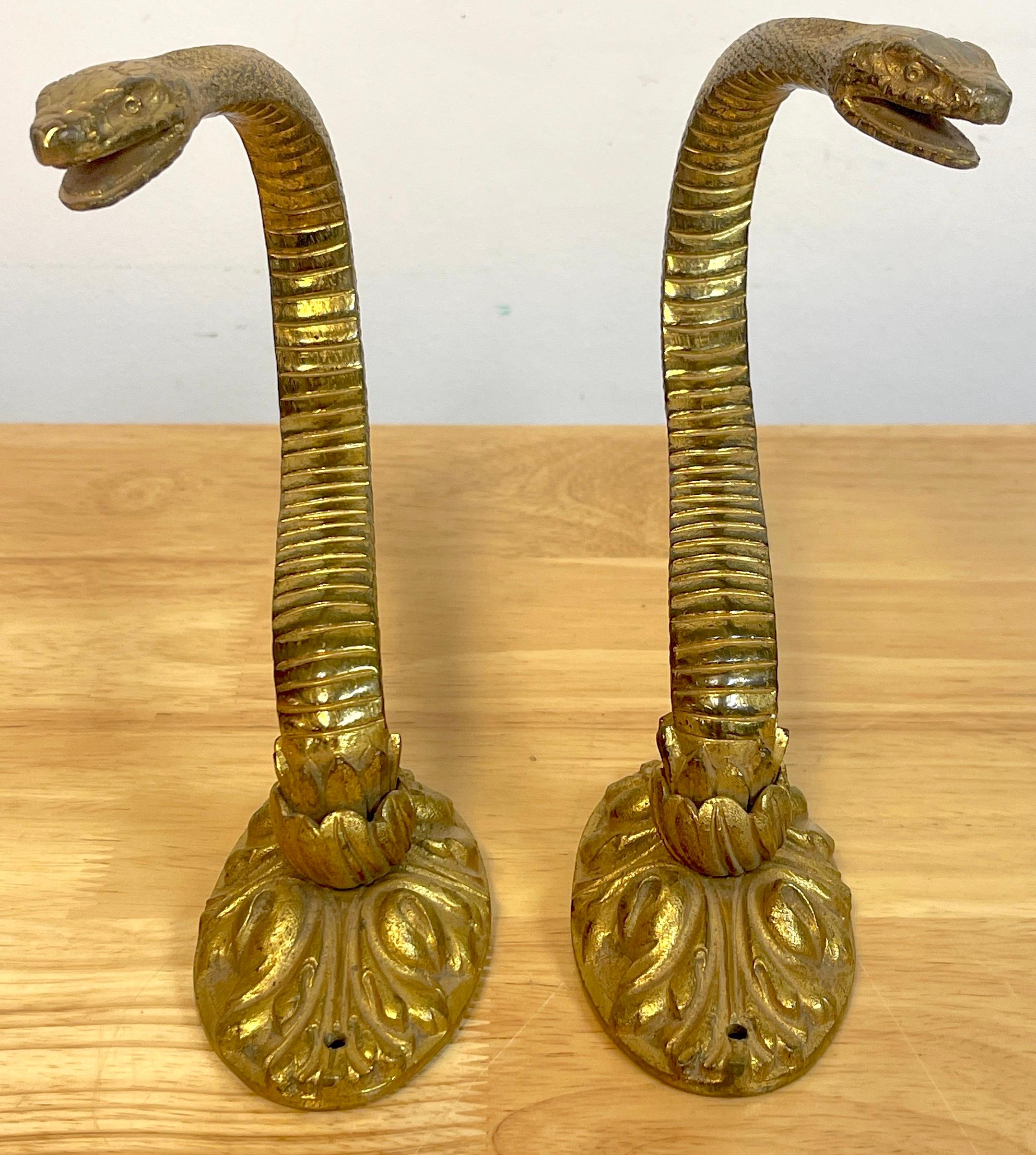 Pair of Napoleon III Ormolu Serpent Handles, Signed 'P.D' In Good Condition In West Palm Beach, FL