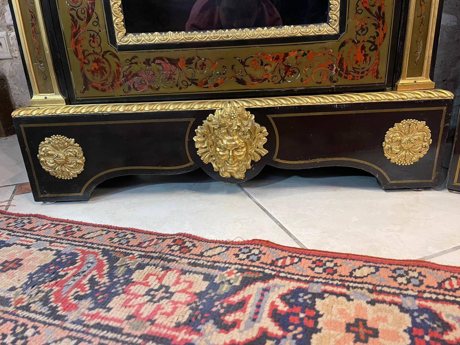 Pair of Napoleon III period cabinets in Boulle Marquetry 19th Century For Sale 7