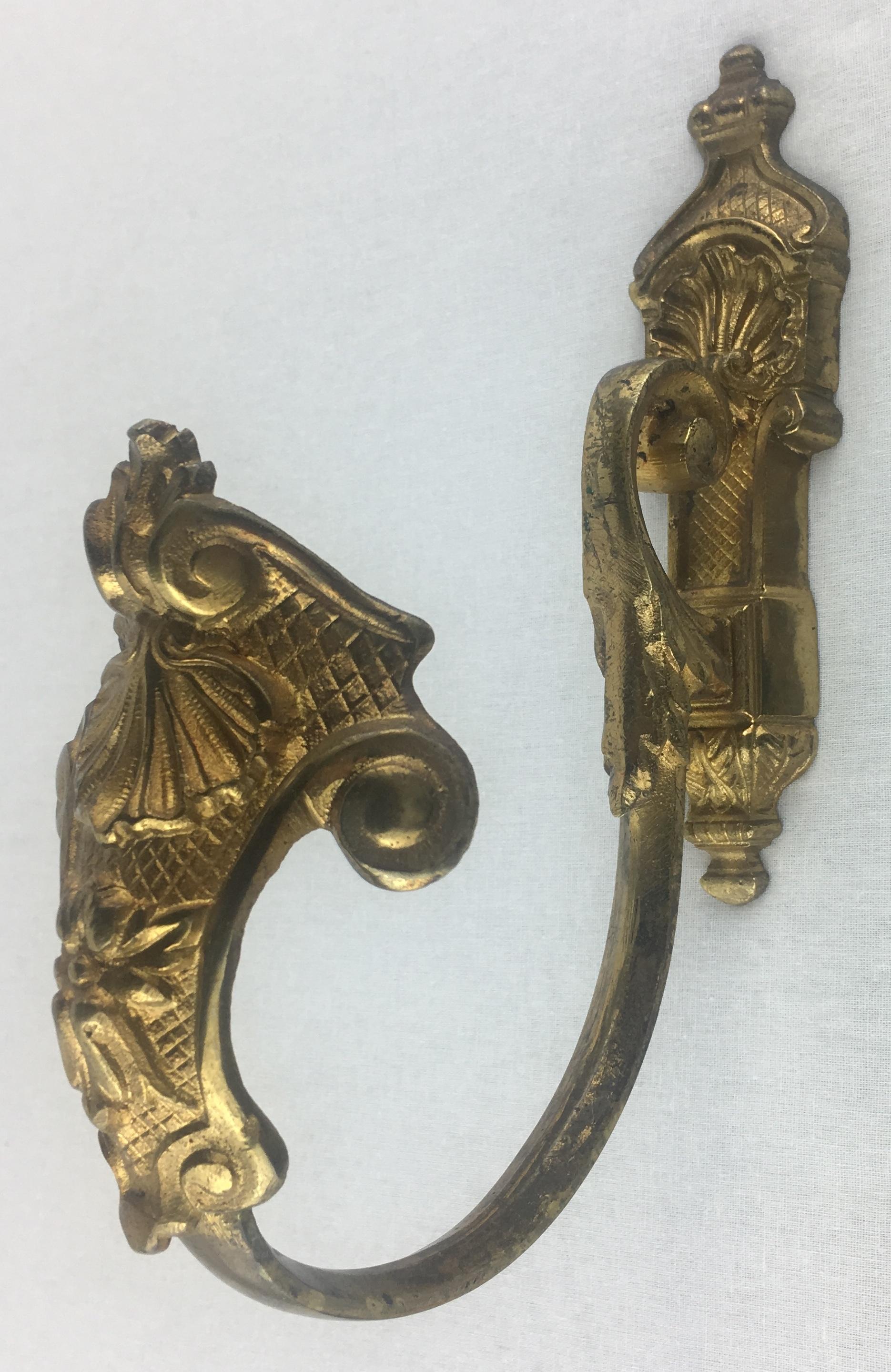 Pair of Napoleon III Period Empire Gilt Bronze Curtain Hooks or Tie Backs 1