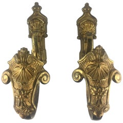 Pair of Napoleon III Period Empire Gilt Bronze Curtain Hooks or Tie Backs