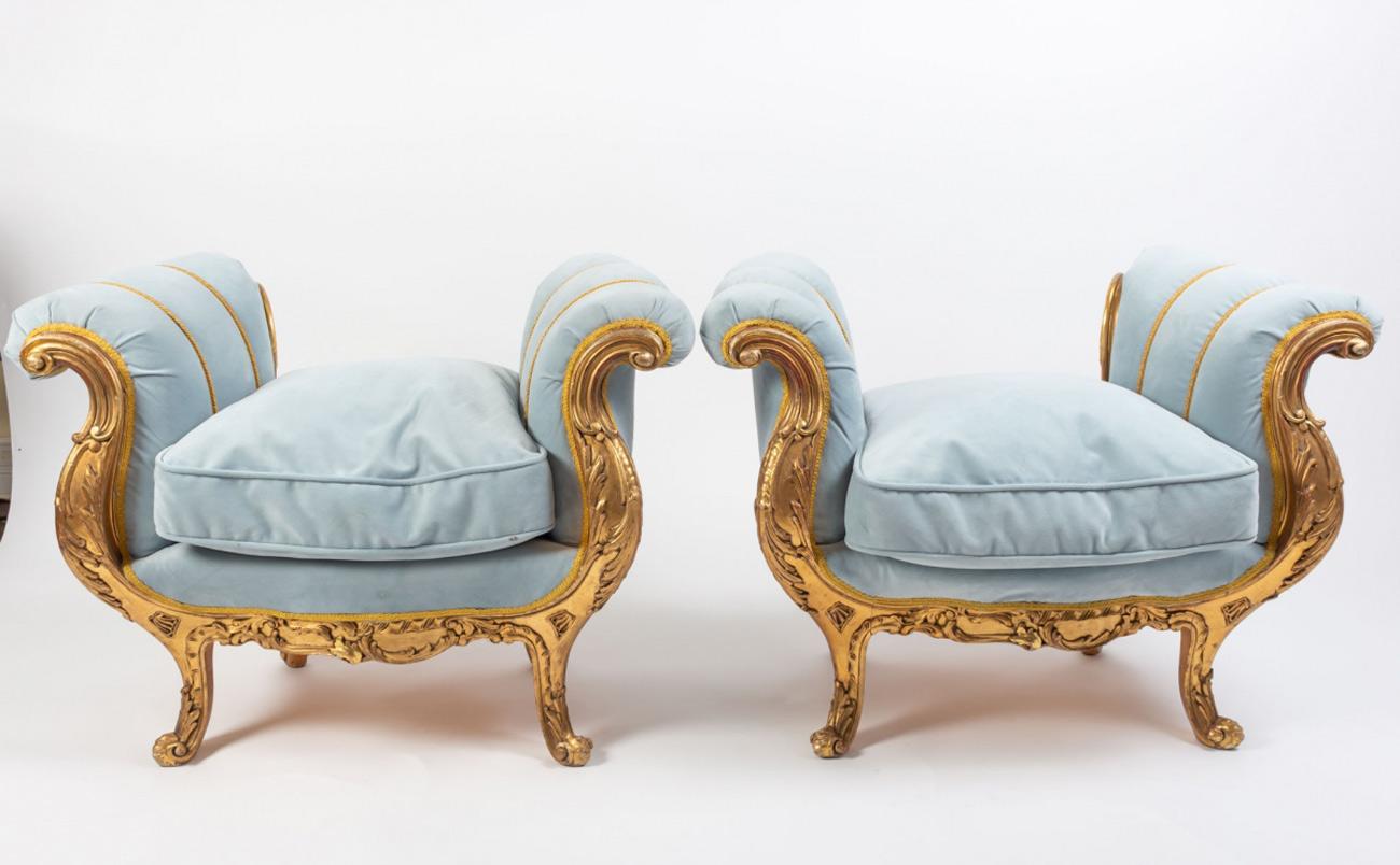 Pair of Napoleon III Period Golden Wooden Benches 3