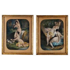 Pair of Napoleon III Period Prints of Bathing Women