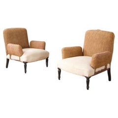 Pair of Napoleon III pillow armed armchairs Pair of Napoleon III pillow armed armchairs