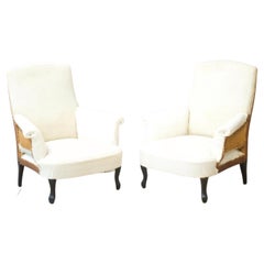 Paire de fauteuils à dossier carré Napoléon III