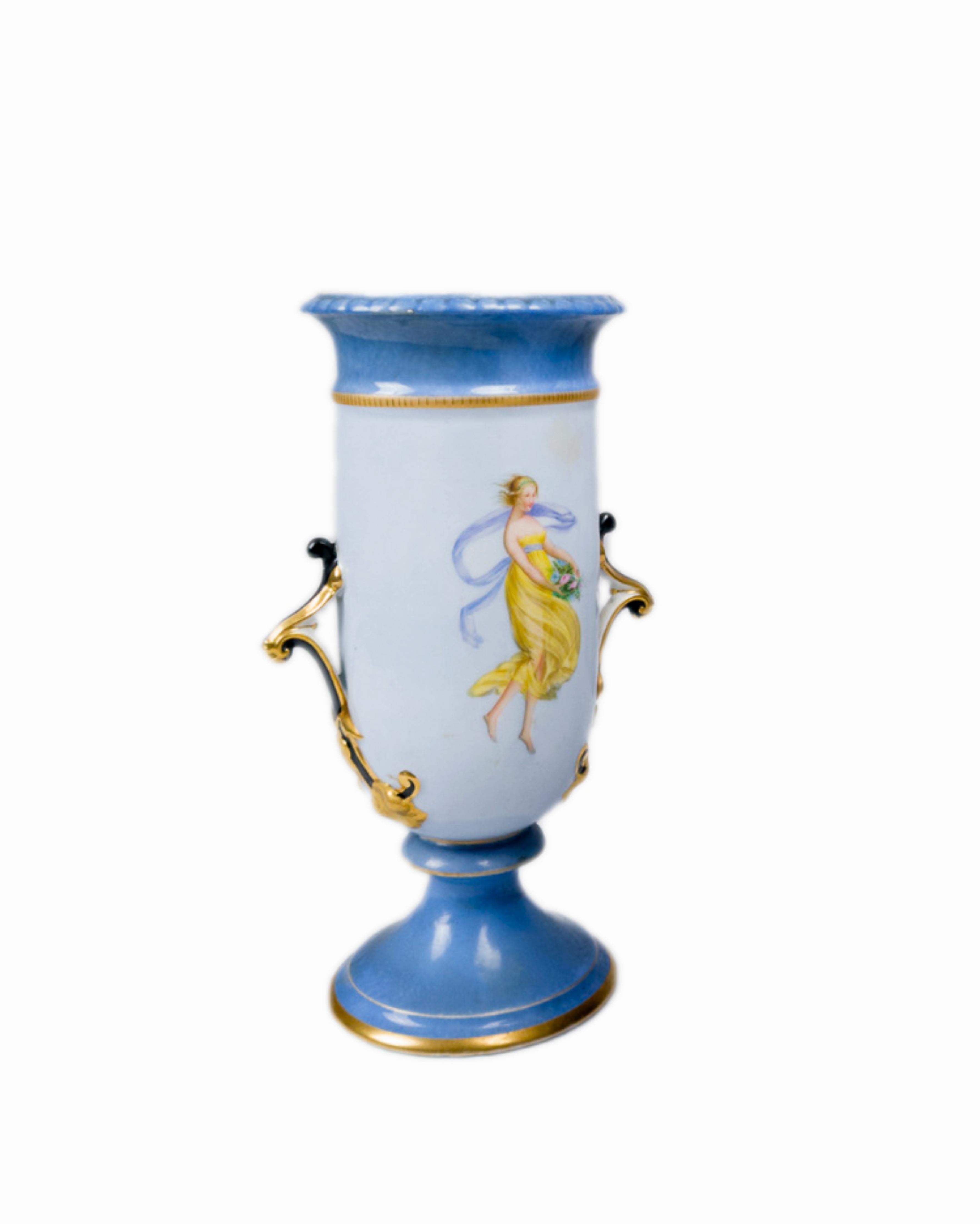 French Pair Of Napoleon III Porcelain Vases, (19th Century), Jean Nast For Sale