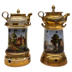 Paire de Velleuse en porcelaine de Napoléon III, 19ème siècle