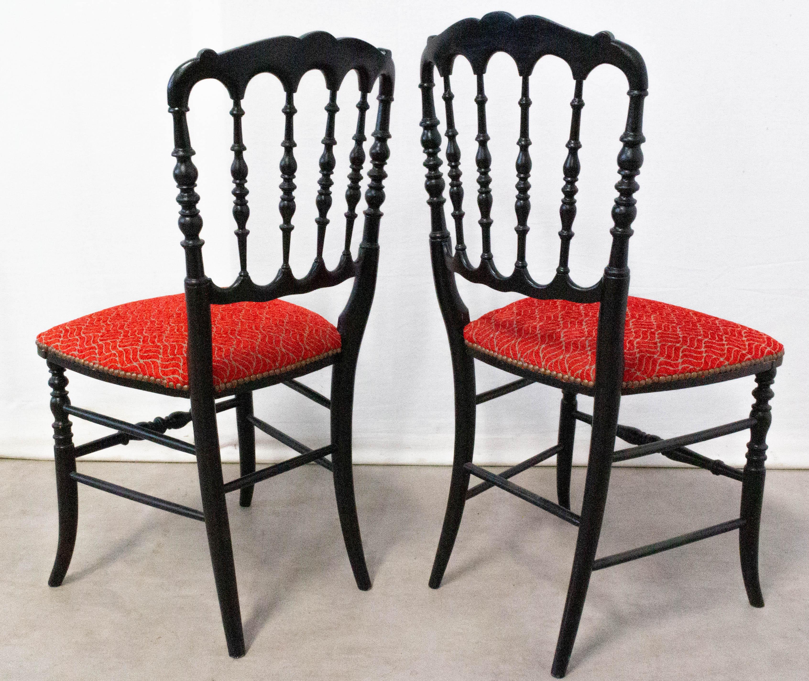 Paire de chaises rouges Napoléon III tapissées Françaises, fin du 19ème siècle Bon état - En vente à Labrit, Landes