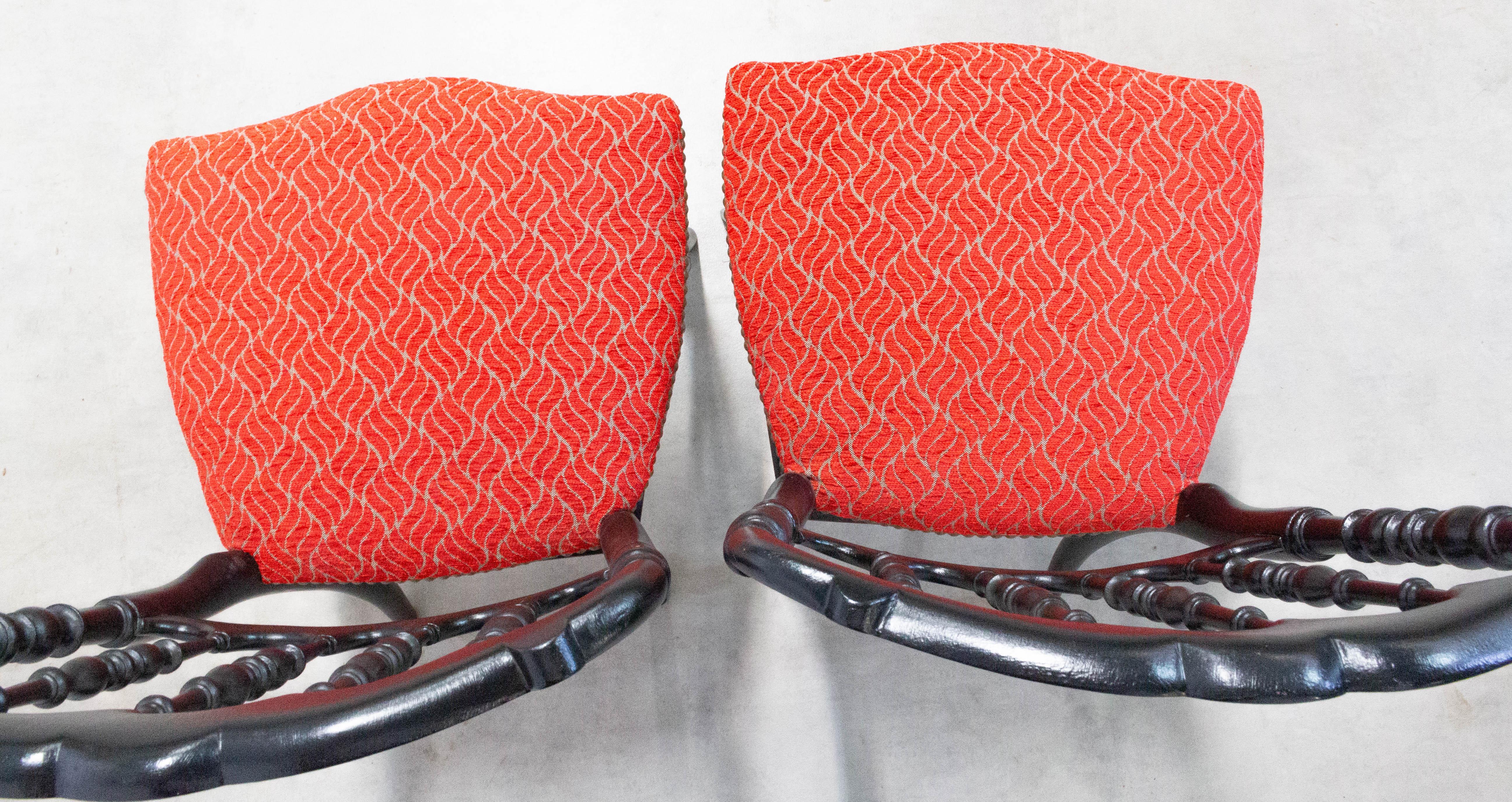 Pair of Napoleon III Red Chairs Upholstered French, Late 19th Century For Sale 4