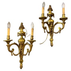 Pair of Napoleon III sconces in chiseled gilded bronze, 19th century