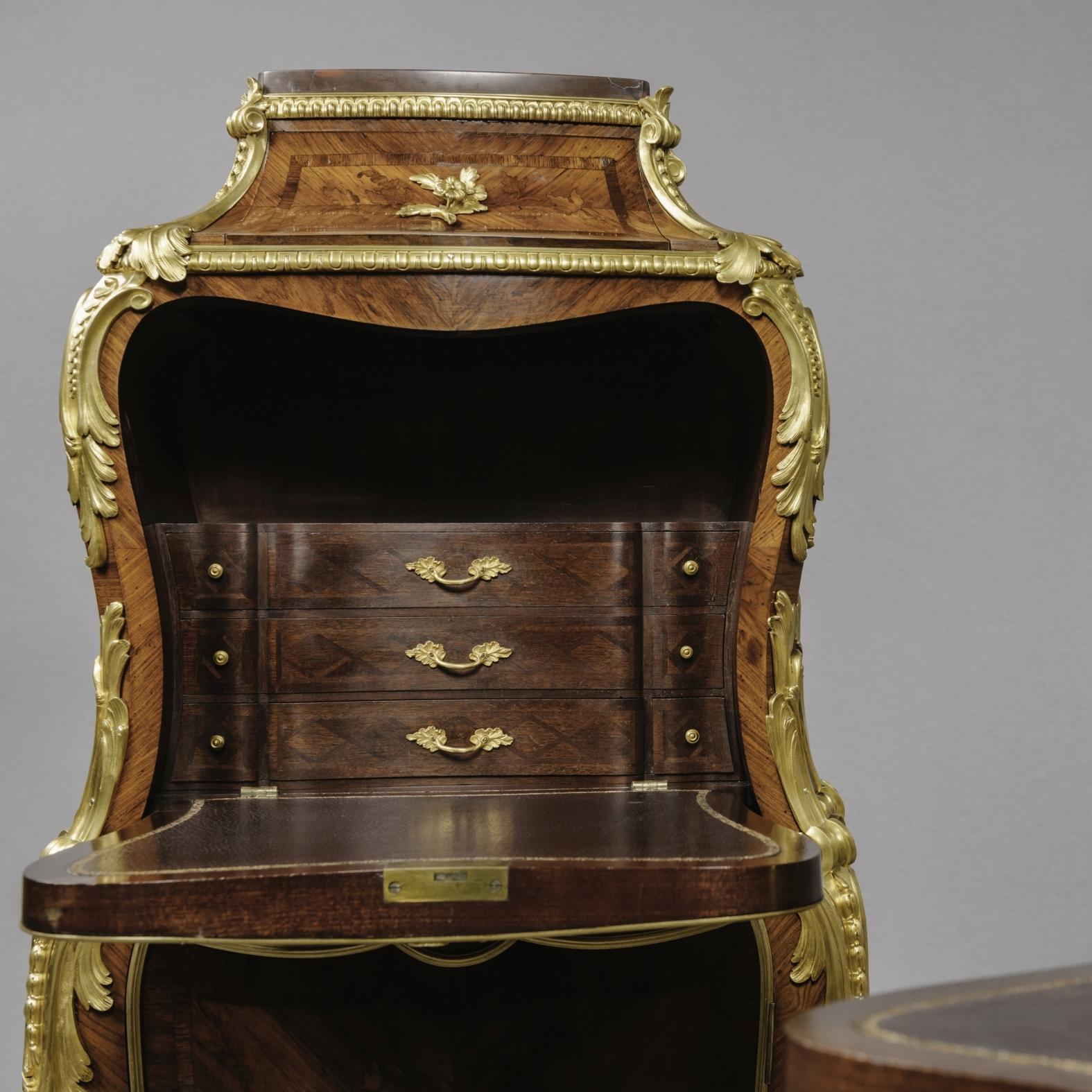 Gilt Pair of Napoleon III Secrétaires A Abbatants by Henry Dasson