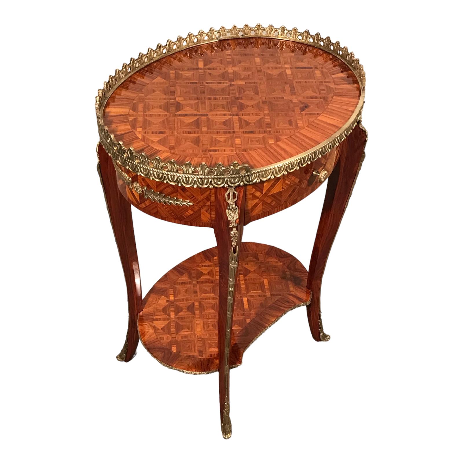 Marquetry Pair of Napoleon III Side Tables, 19th century For Sale