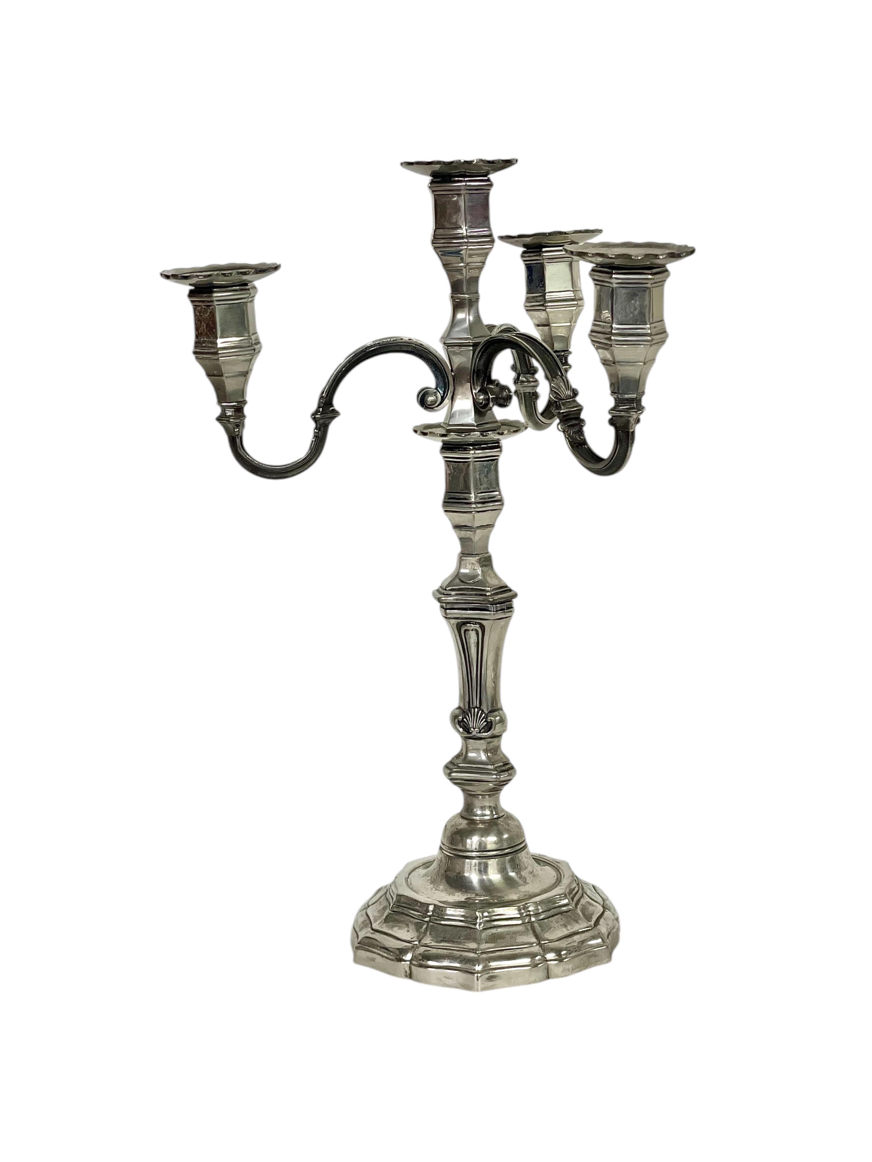 19th Century Pair of Large Silvered Bronze Candelabras For Sale 6