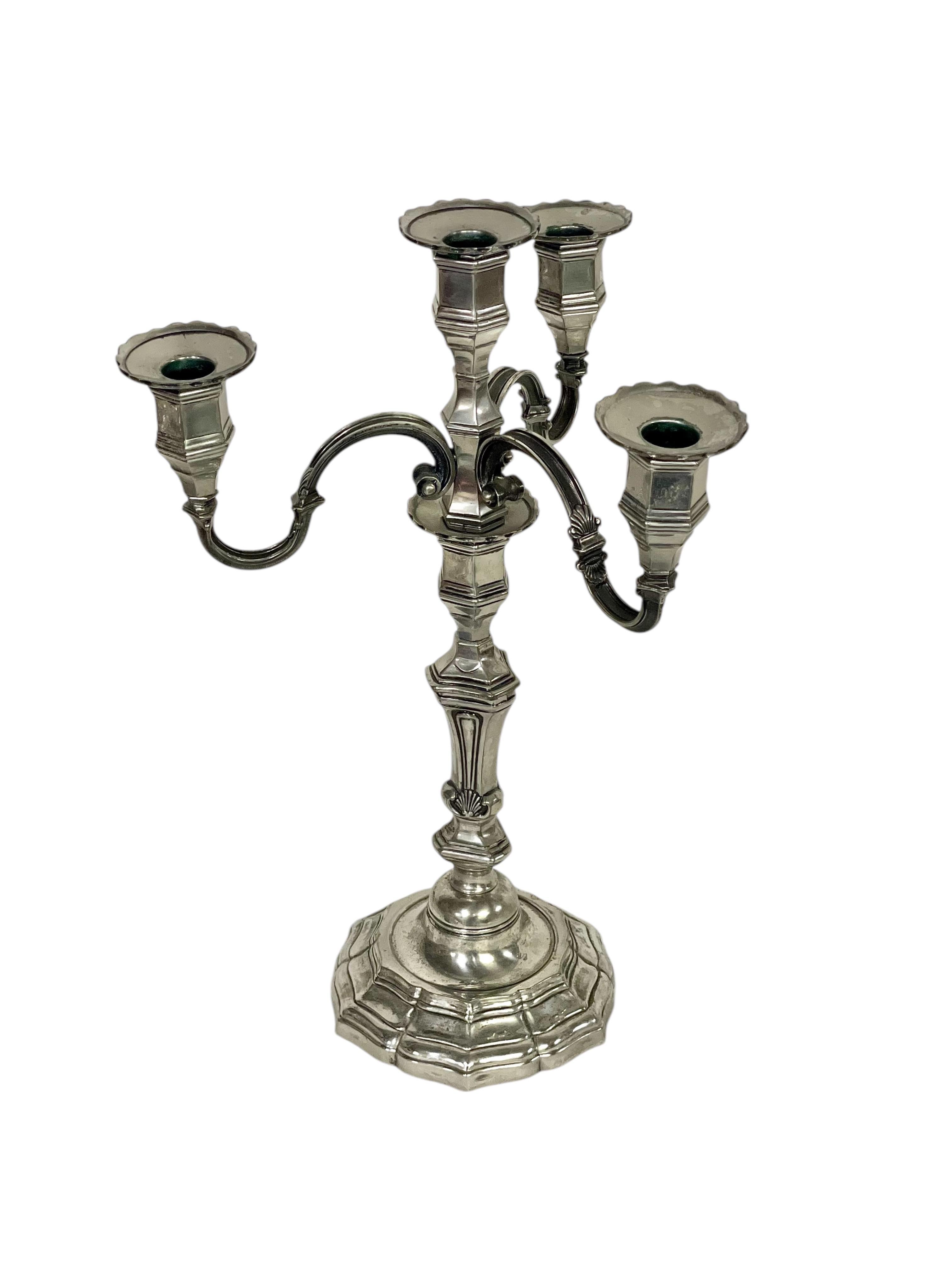 19th Century Pair of Large Silvered Bronze Candelabras For Sale 7