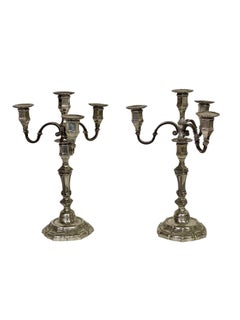 19th Century Pair of Large Silvered Bronze Candelabras