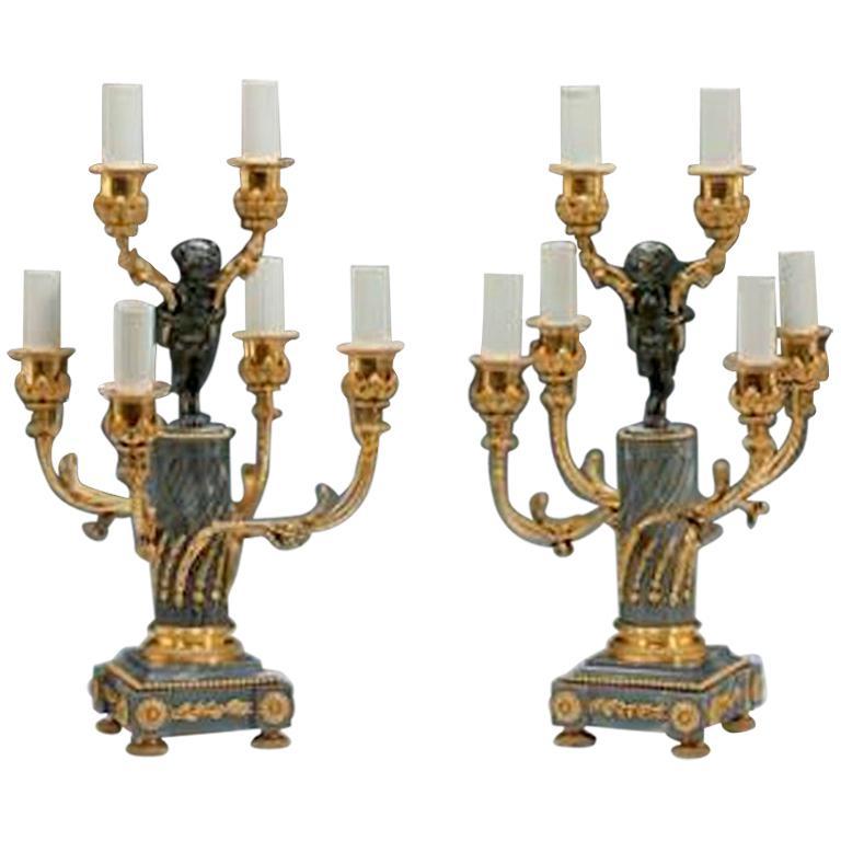 Pareja de candelabros de seis luces Napoleón III en Bueno estado para la venta en Lymington, Hampshire