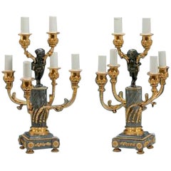 Antique Pair of Napoleon III Six-Light Candelabra